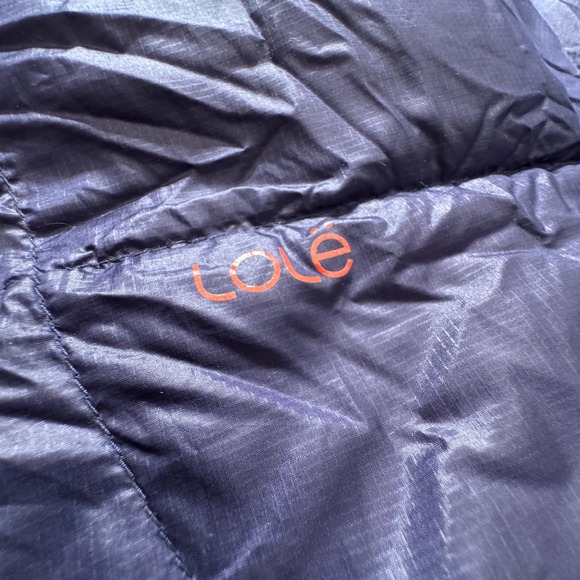 Lole Jacket Womens Medium Blue & Orange Duck Down Puffer Full Zip Hooded Quilted - Picture 3 of 12